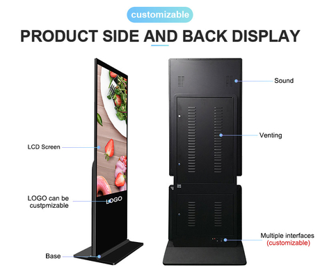 Qtenboard Lcd 49 55 Inch Wewnętrzny pionowy totem Android Reklamy Wideo Wyświetlacz bezpłatny stojący cyfrowy sygnalizm Kiosk ekranu dotykowego