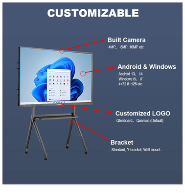 Qtenboard Zero Bonding 4K Touch Screen Smart Board Whiteboard for Classroom