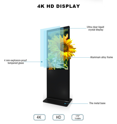 2K 10.1-98 Inch High Brightness QR Code CMS Customer Touchscreen Retail Store Digital Signage