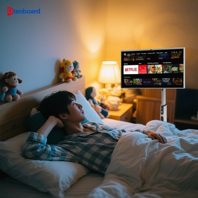 Qtenboard ราคาปลีก 24 32 นิ้ว โทรศัพท์มือถือ Smart TV Stand by Me Smart TV มอนิเตอร์จอสัมผัสพกพา ด้วยแบตเตอรี่ 9 ชั่วโมง
