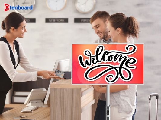 Qtenboard Portable TV Tablet The Ultimate Contactless Concierge Solution with 3-9H Battery Life and Wide Screen Support