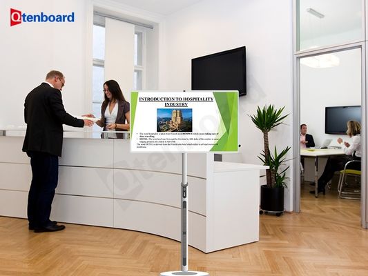 Qtenboard Portable TV Tablet's Movable 5-Star In-Room Hub White Cabinet Wide Screen Support Portable Design