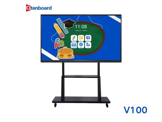 V100 Chip Interactive Whiteboard 65 75 86 Inch 20 Points Touch Anti-Glare Wireless Sharing Screen Android 14.0 Built-In Whiteboard Software with Classroom Management Ai Function