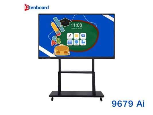 9679 Chip Interactive White Board 65 75 86 Inch 20 Points Touch Anti-Glare Screen Android 14.0 Built-In Whiteboard Software with Classroom Management Ai Function