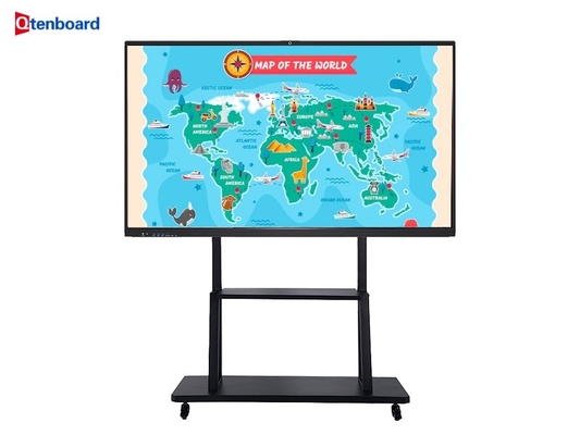 Qtenboard 65 75 Inch Display Touch Screen 4k HD Smart Interactive Board Portable Interactive White Board For Meeting