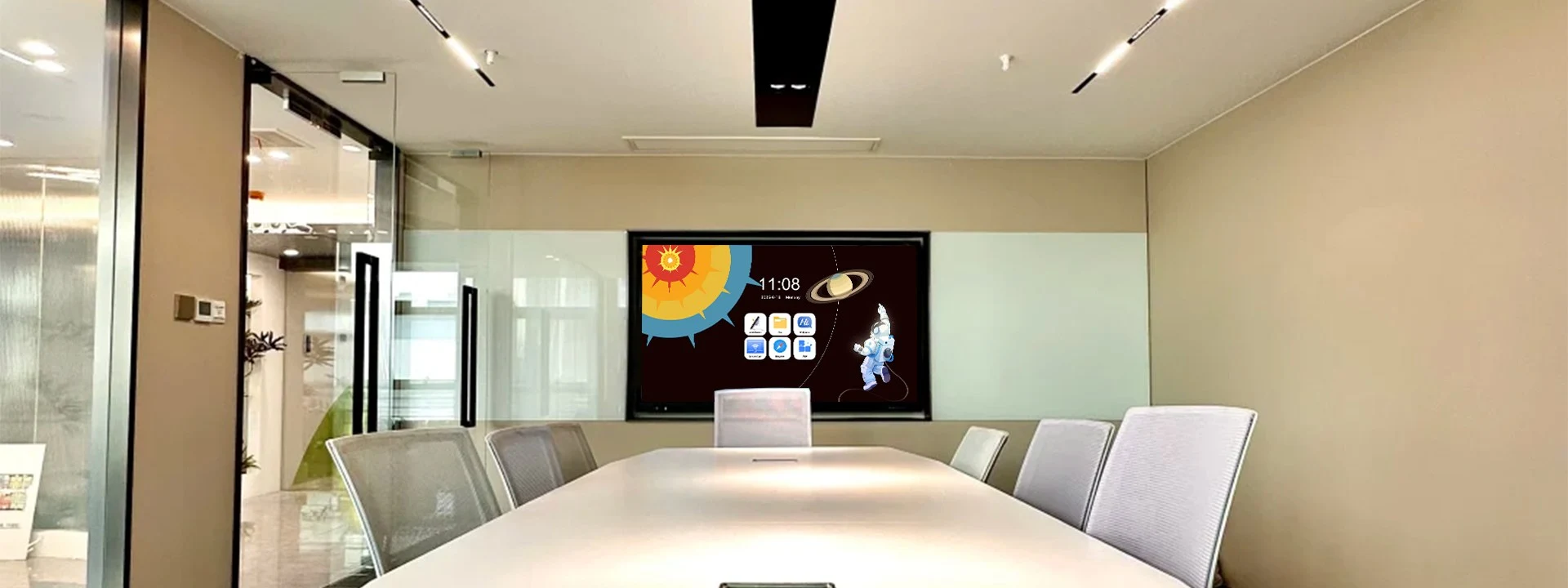 Qtenboard Interactive Flat Panel in Modern Office Meeting Room