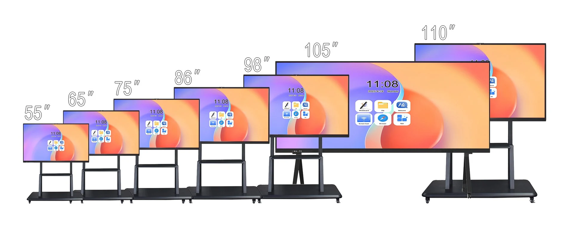 Qtenboard full range size interactive whiteboard 55 65 75 86 98 105 110 inch