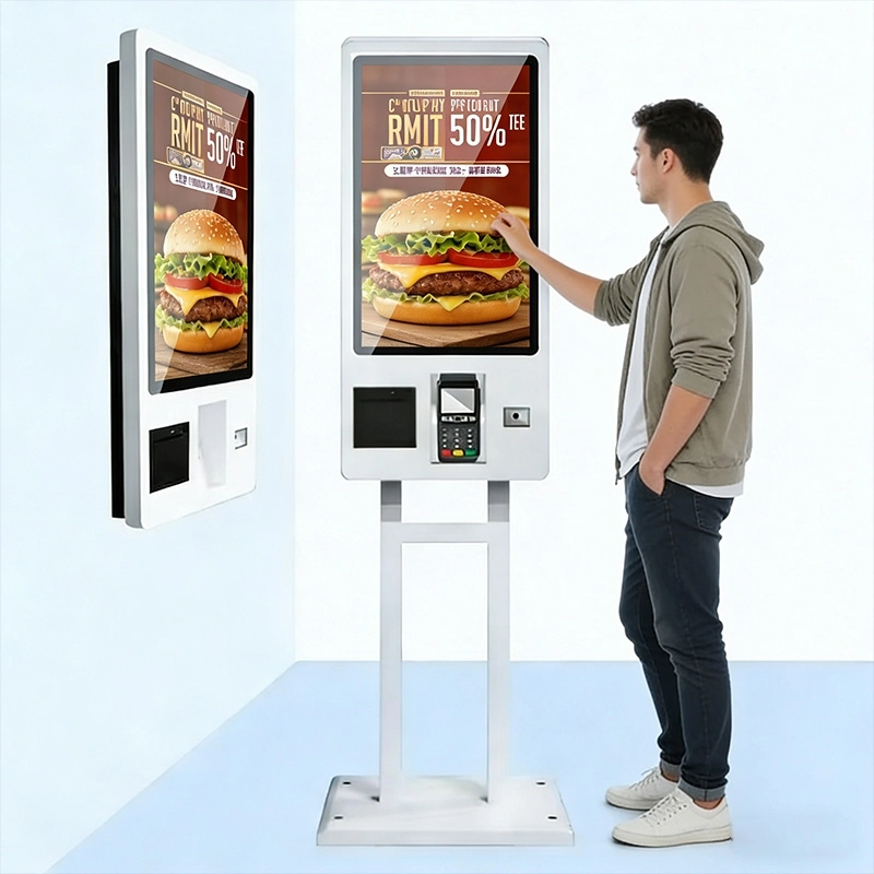 Payment Self-Ordering Ticketing Kiosk 2 Kinds Install Way