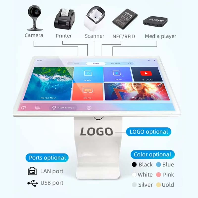 Qtenboard Floor-standing information wayfinding kiosk can be customed logo color camera printer NFC