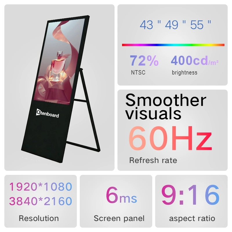 Portable Folding Stand LCD Digital Signage Menu Board