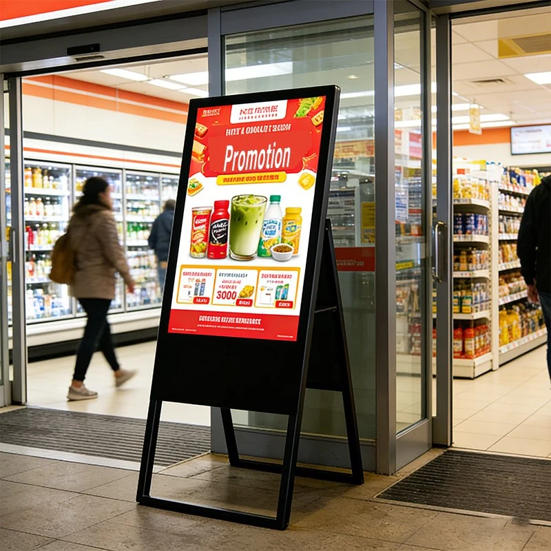 Qtenboard Digital Signage for Supermarket/Convenience Store Entrance (FMCG Promotion)