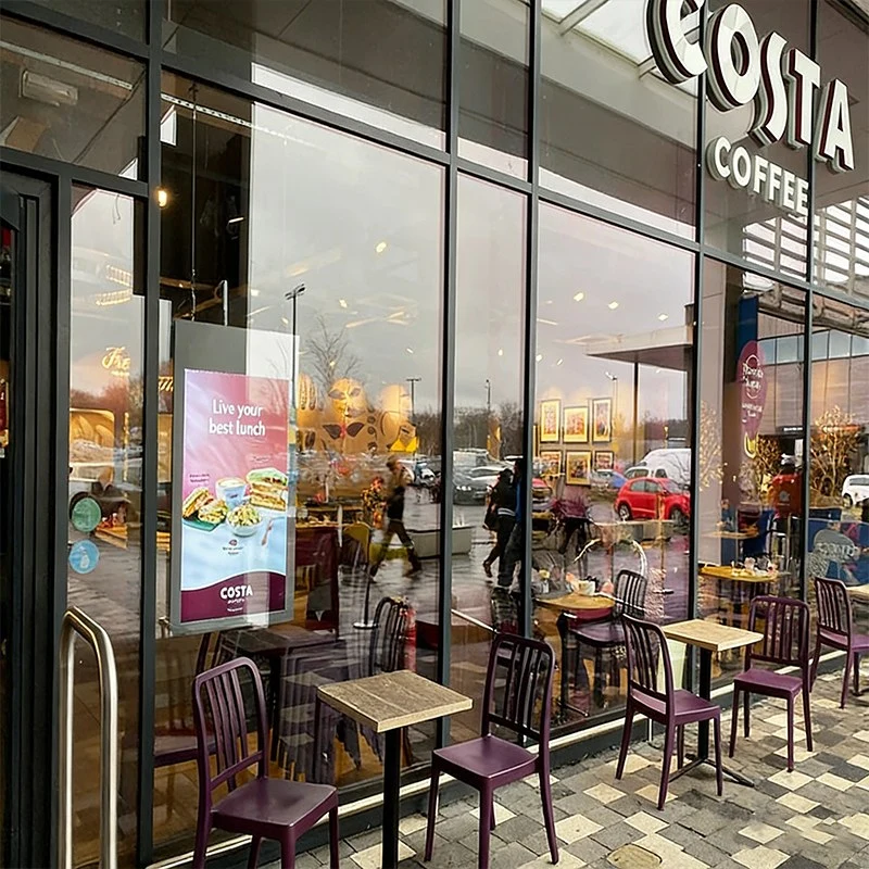 Hanging digital menu board for coffee shops and cafes