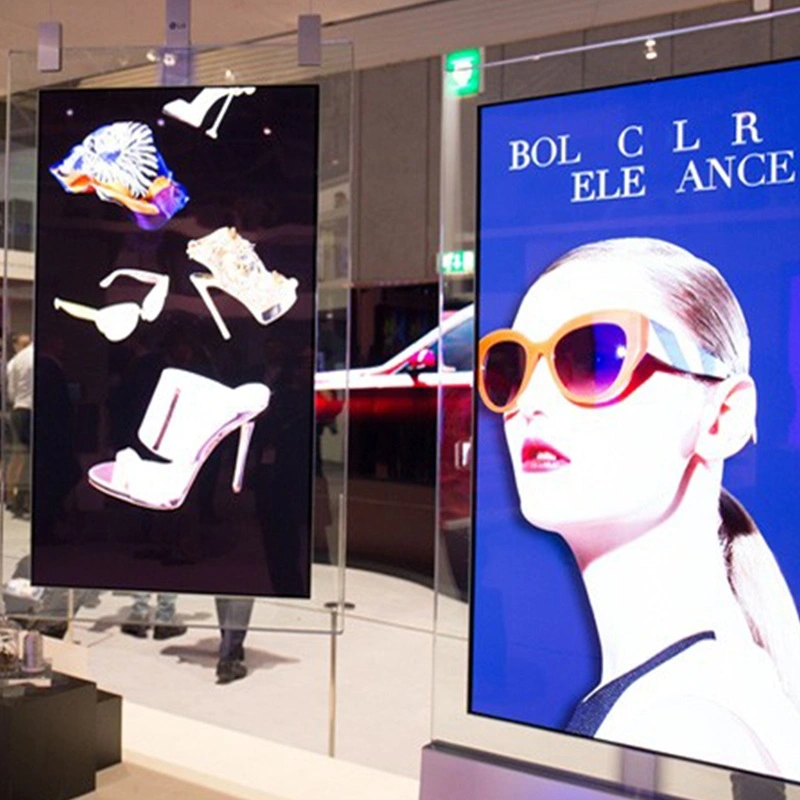 High-brightness hanging digital signage for luxury retail fashion showroom