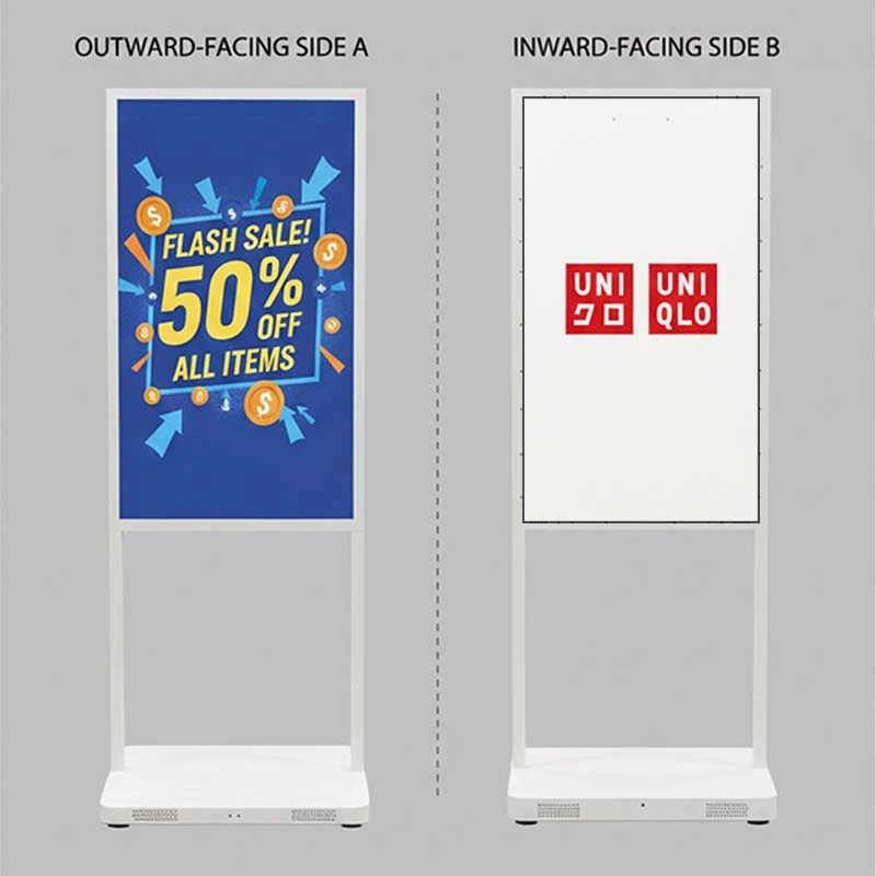 Qtenboard double-sided floor-standing digital signage for maximum advertising impact