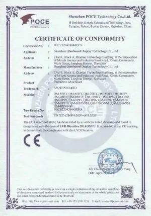 EMC Compliance Certification for Interactive Whiteboard