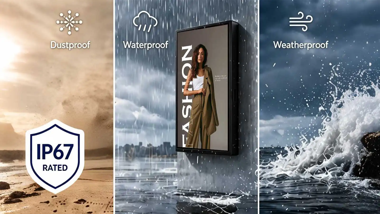 Qtenboard outdoor signage IP67 Dustproof Waterproof Diagram