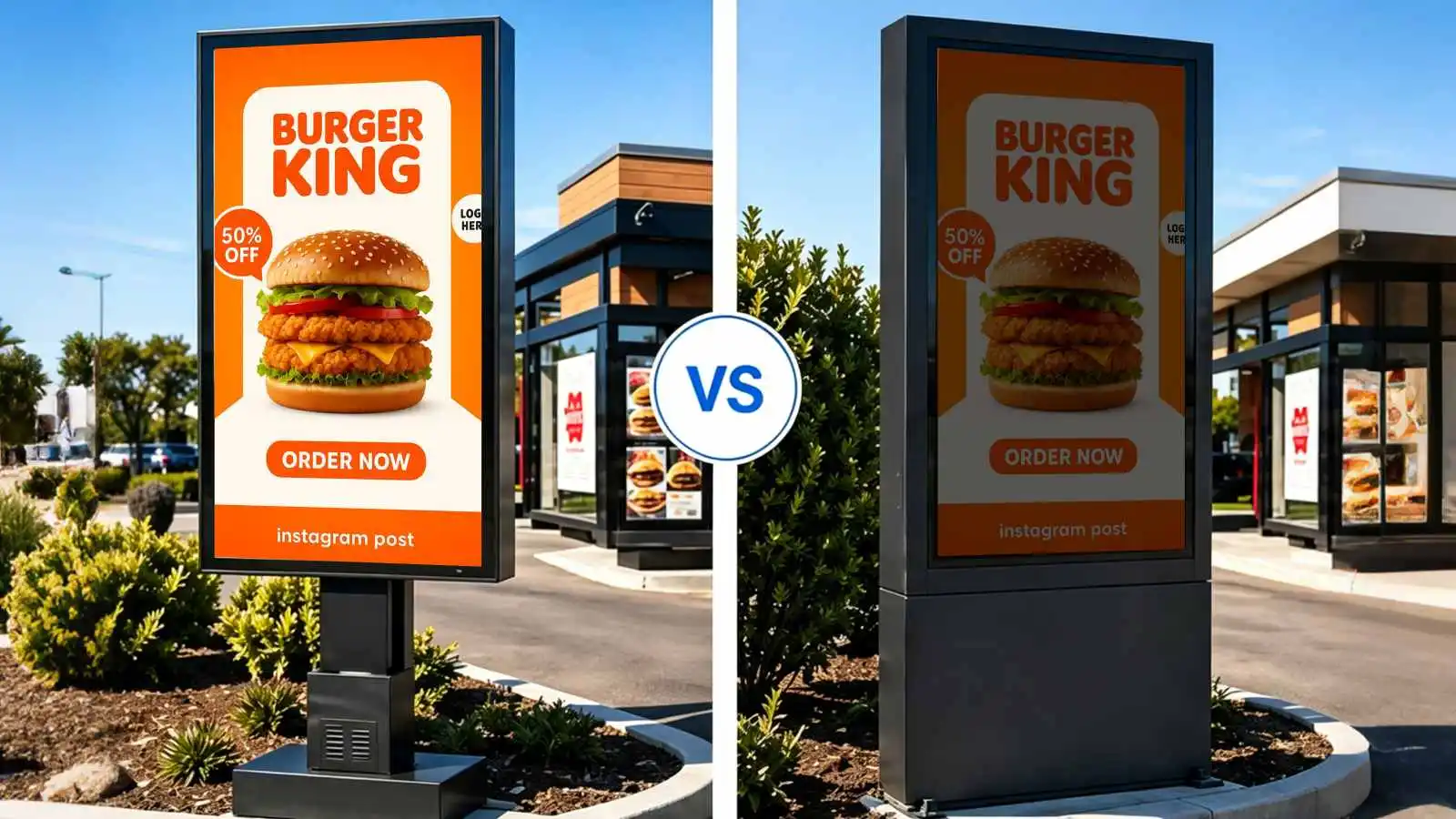 Qtenboard vs other supplier drive thru screen sunlight comparison