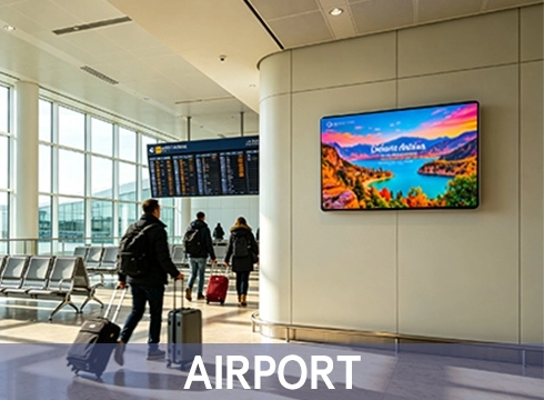 Electronic light‑box digital signage for airport public areas