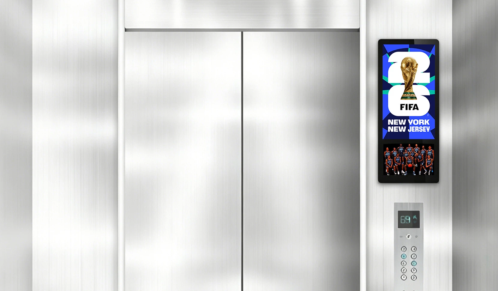 Qtenboard IoT elevator digital signage hero image