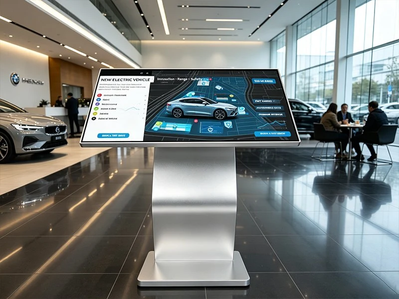 Interactive Display Kiosk in Car Showroom