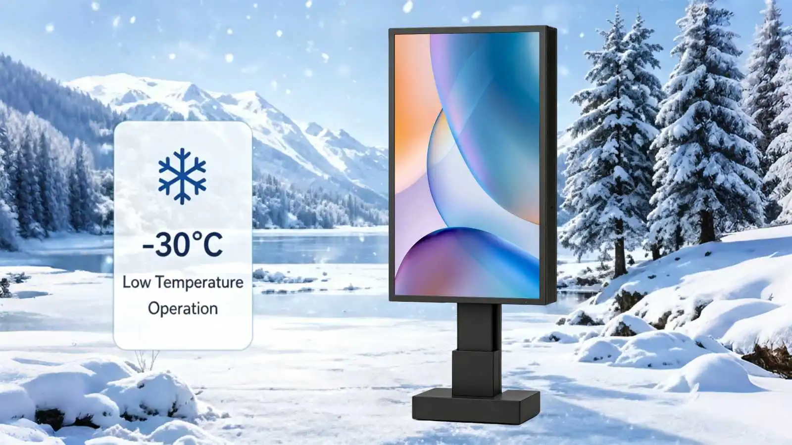 -30 degree snowy mountain scene kiosk