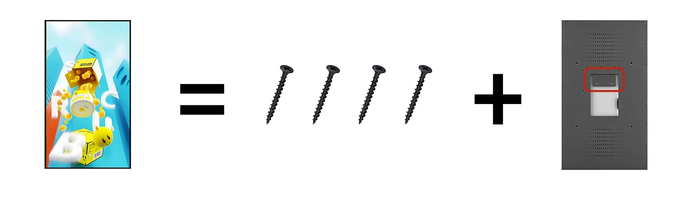 Wall‑mount installation steps of flat‑back light‑box‑style digital signage