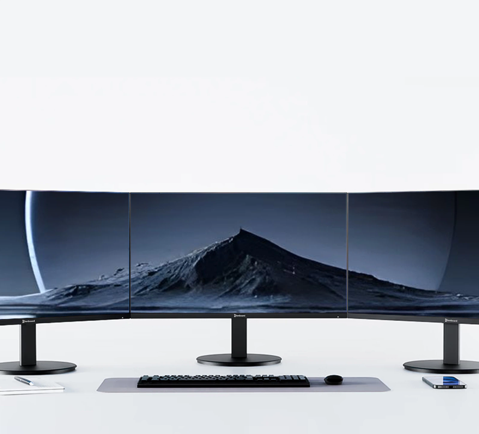 1mm narrow bezel multi-monitor setup with wide viewing area