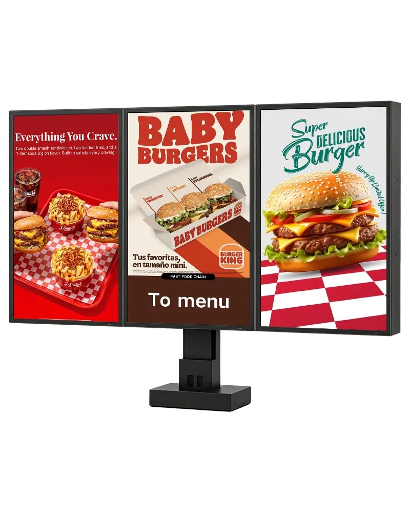 Qtenboard Triple Screen Drive Thru Menu Board