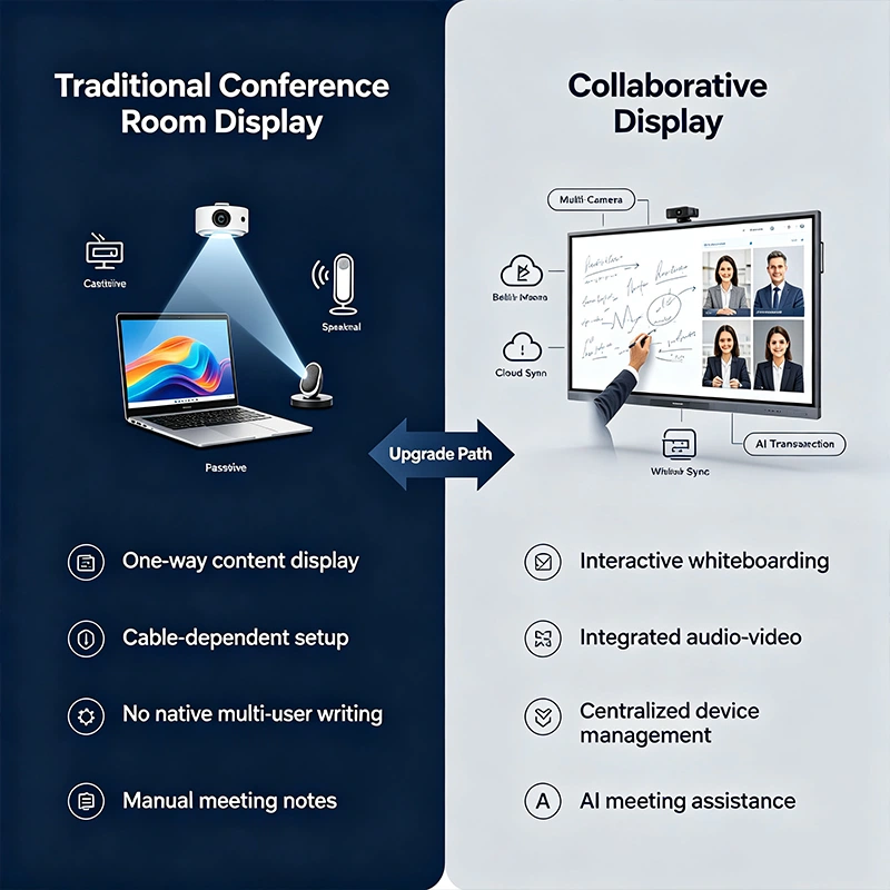Collaborative Display vs Traditional Conference Room Display: How Enterprises Should Upgrade Their Meeting Spaces