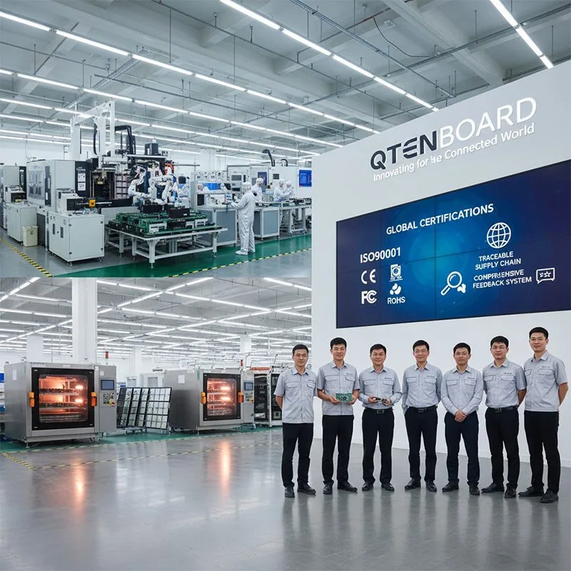 Qtenboard factory workshop engineering team global certification for LCD splicing video wall