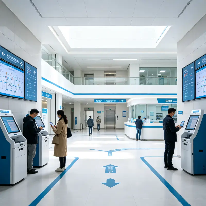 Hospital lobby self service kiosks