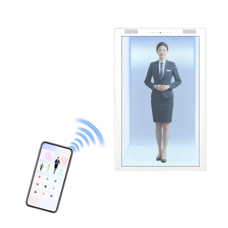 Transparent LCD Showcase digital human mobile wireless control