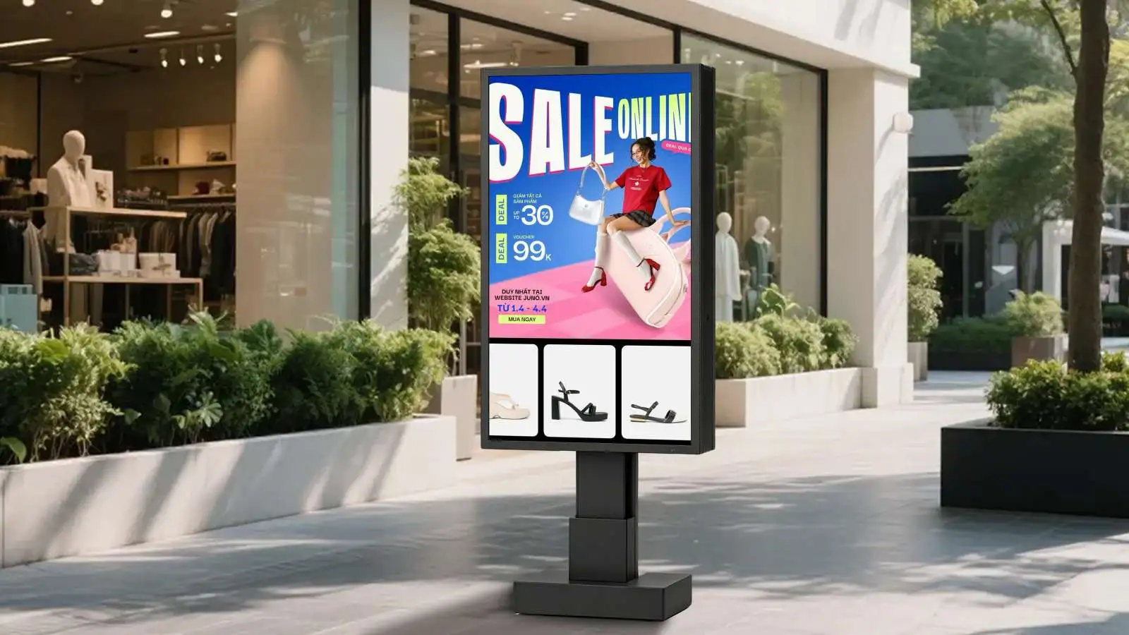 Retail store advertising scene vivid color screen