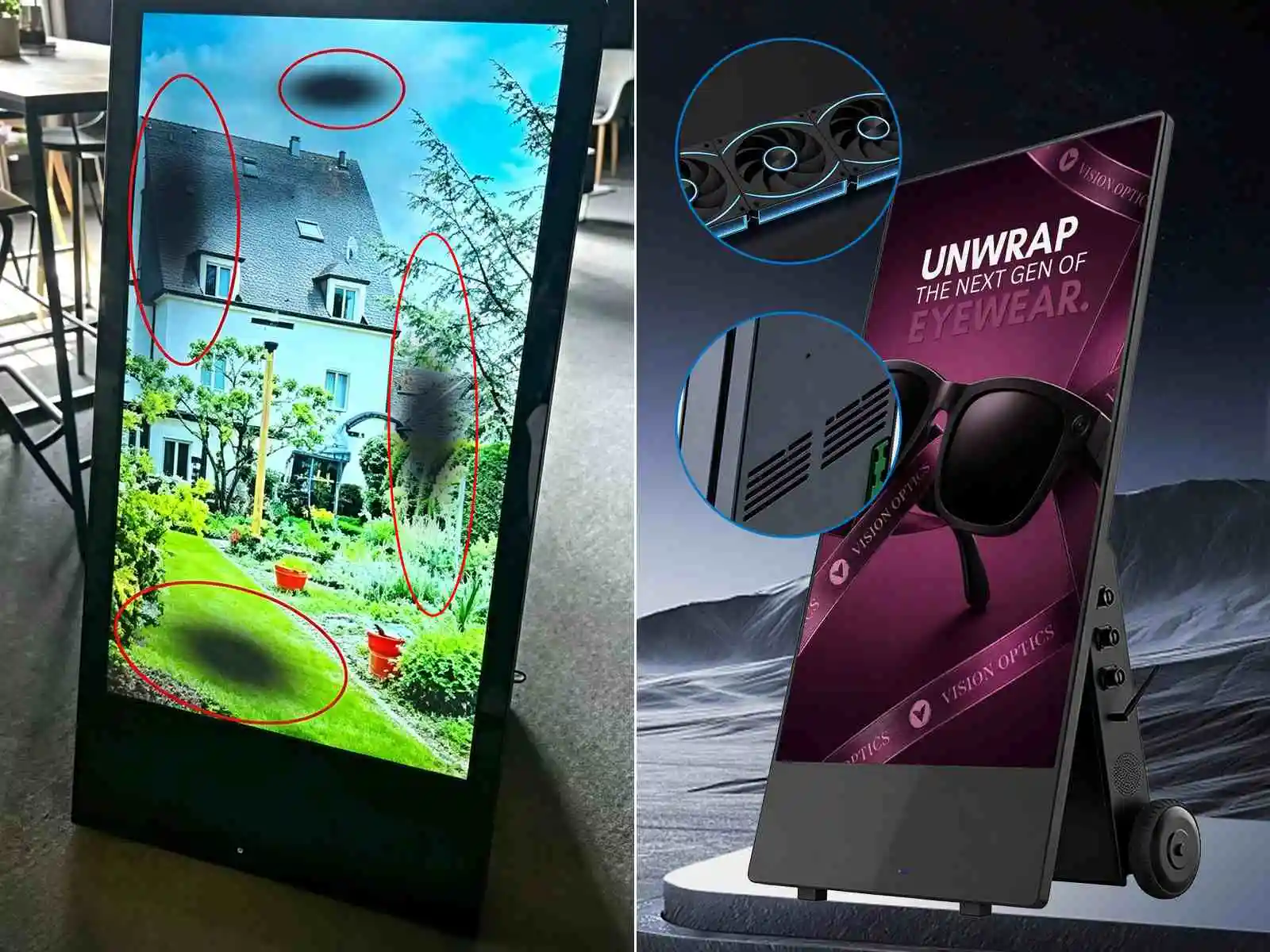 Qtenboard silent active fan cooling system comparison digital signage vs non‑fan models