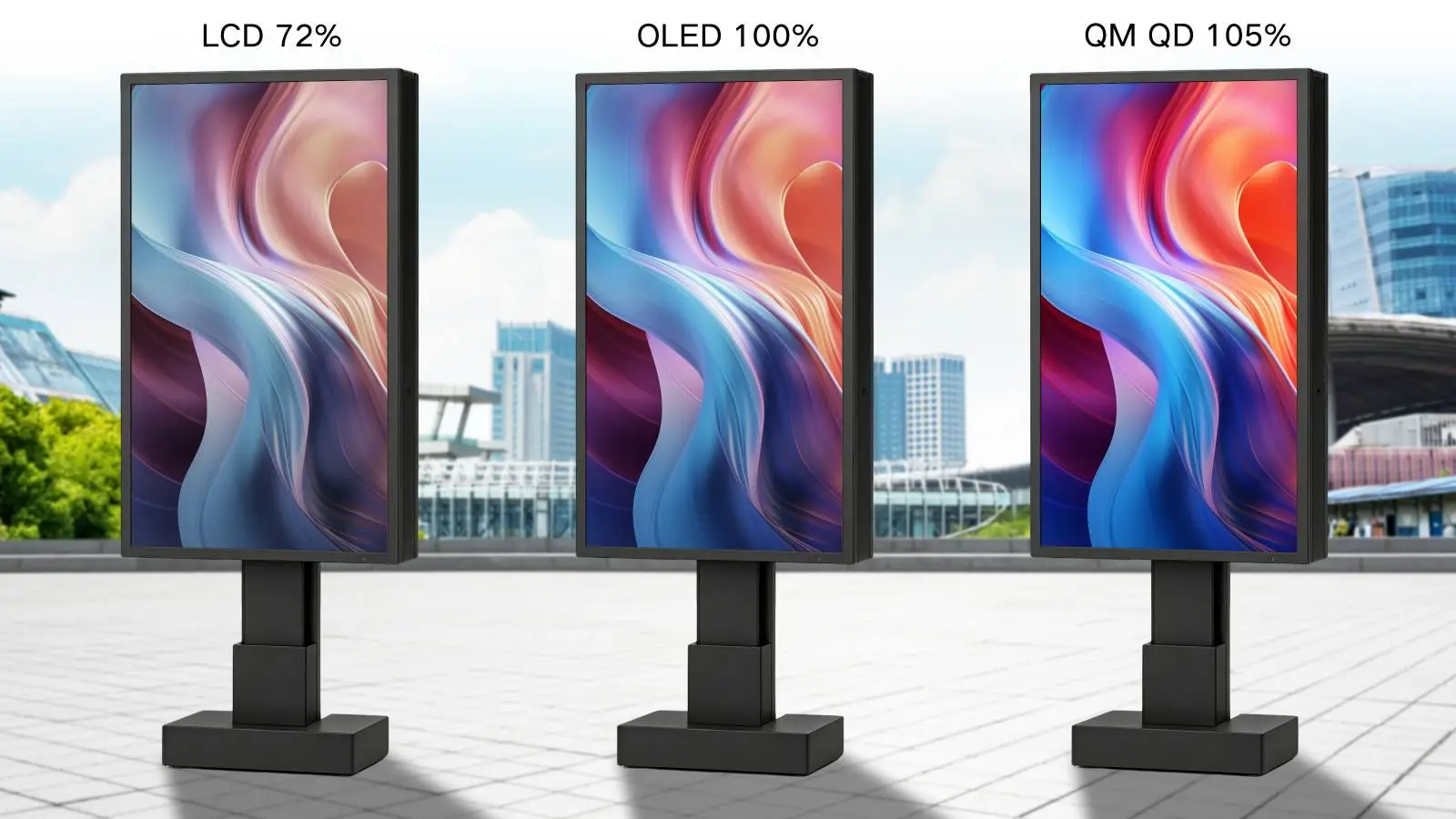 LCD OLED Qtenboard QD color gamut comparison