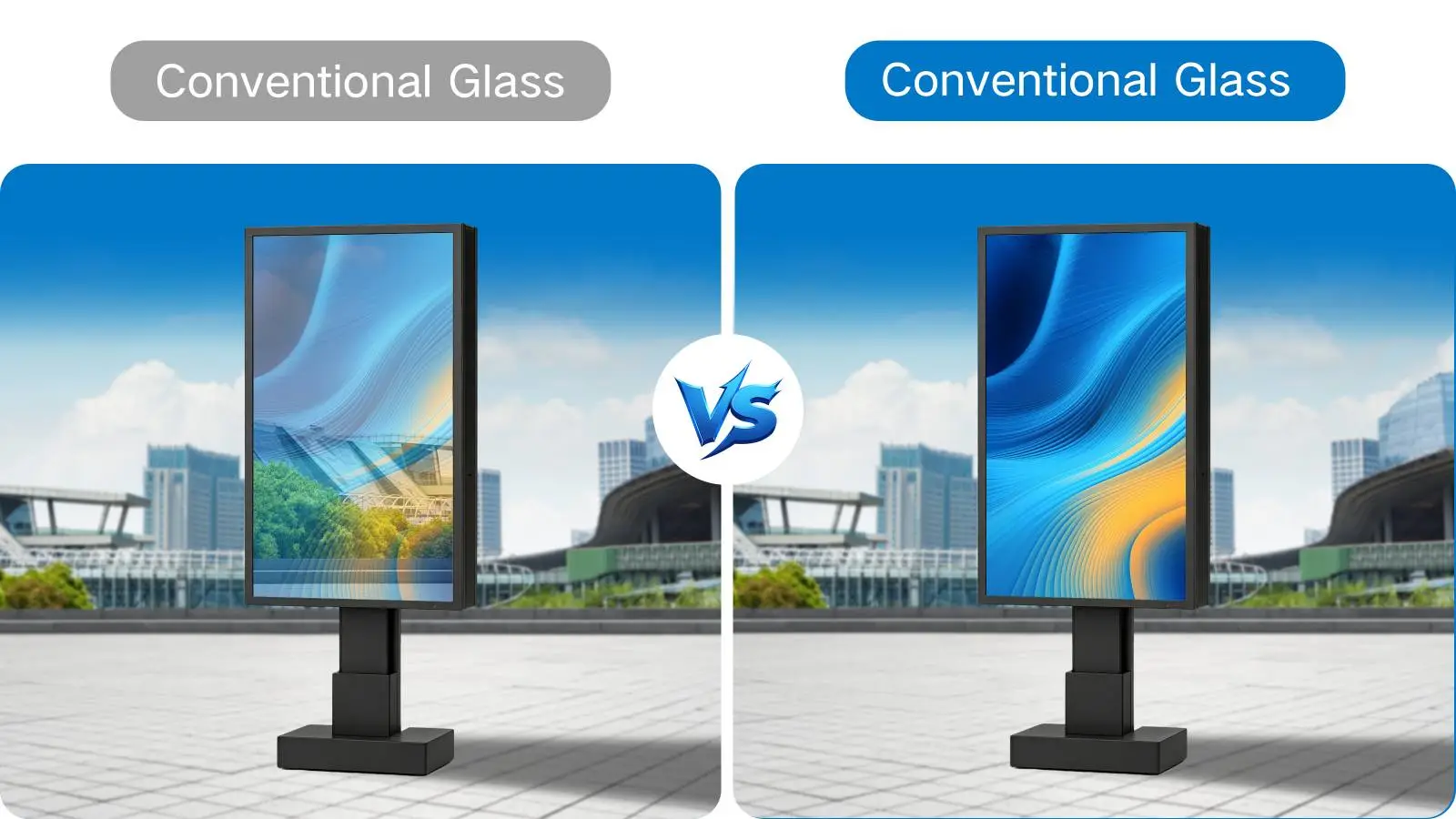 Conventional glass vs AR AF glass comparison