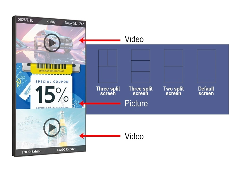 Cloud CMS split‑screen system for electronic light‑box signage