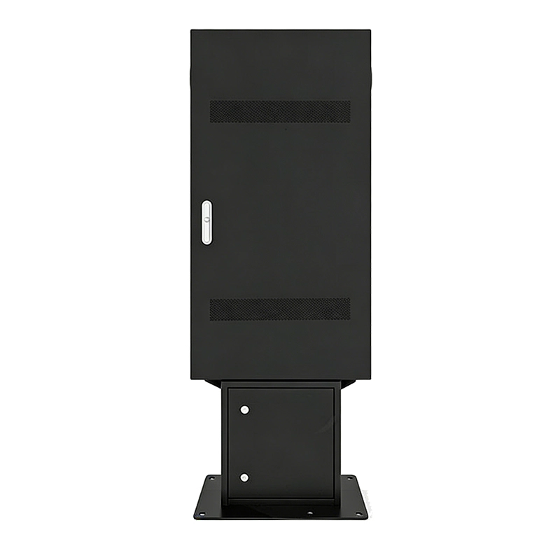 Qtenboard outdoor drive‑thru screen back view metal cabinet with lock door