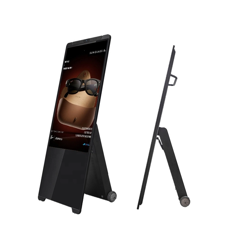 Qtenboard 1500 Nits Battery Powered Outdoor A‑Board | Portable Wheeled Digital Signage