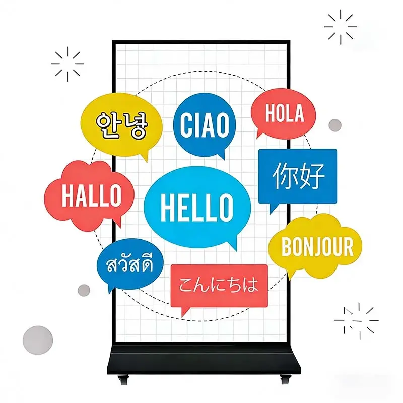 Multi-language interface support for global commercial display deployment
