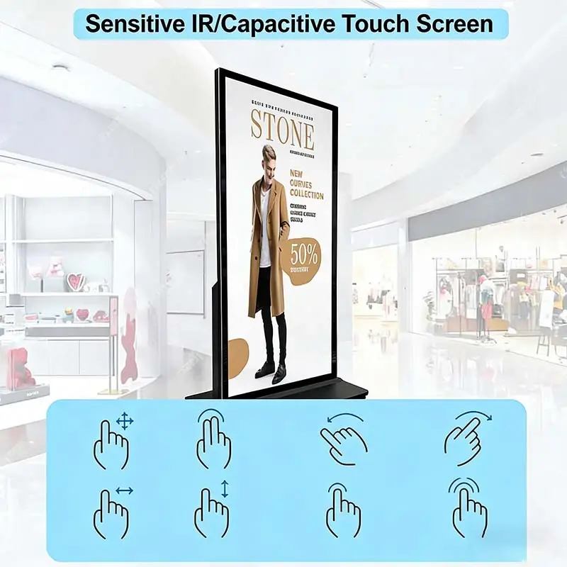 Interactive full-screen digital signage with optional PCAP or IR touch technology