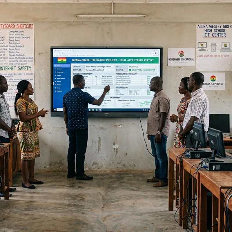 Interactive flat panel deployed for ICT classroom at private academy in Accra, Ghana