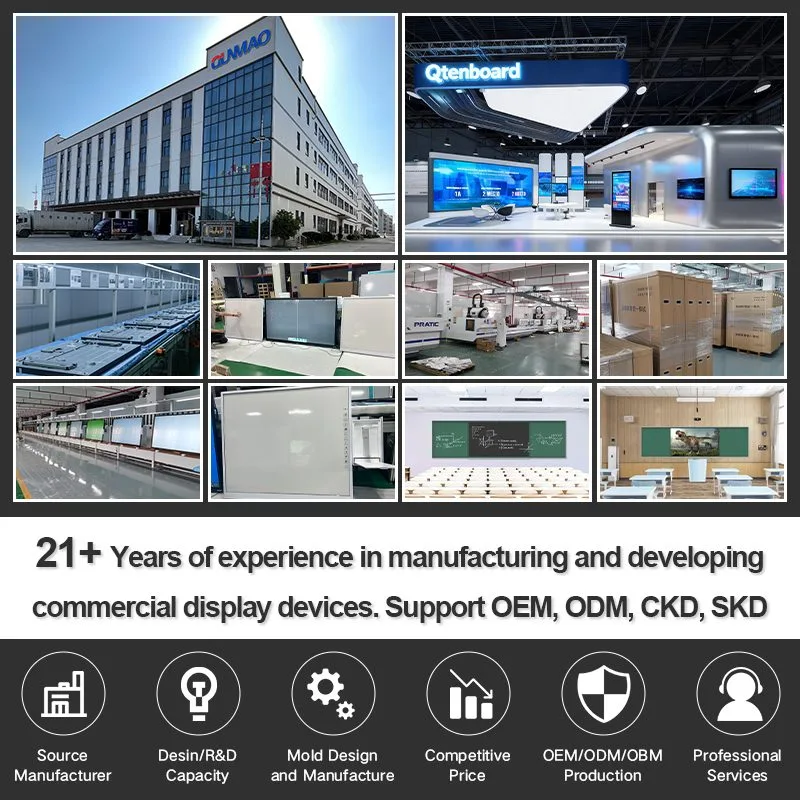 Commercial LCD video wall supplier factory overview, workshop production and education installation projects