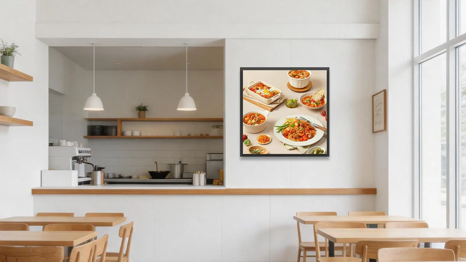Square lcd menu screen used in restaurant dining area
