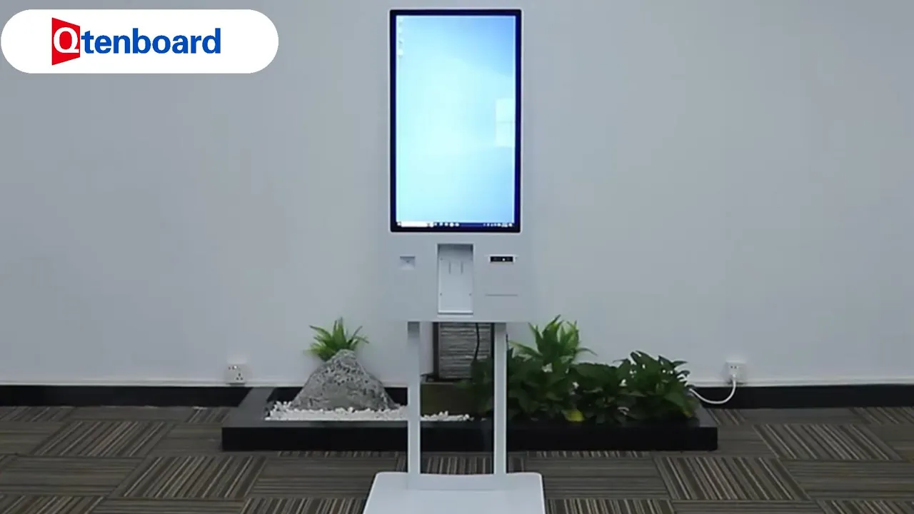 32 Inch Self-Service Kiosk with POS Slot & Thermal Printer | Qtenboard