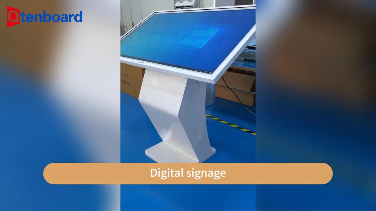 55 Inch Interactive Touch Kiosk with Ergonomic 45° Tilt Qtenboard