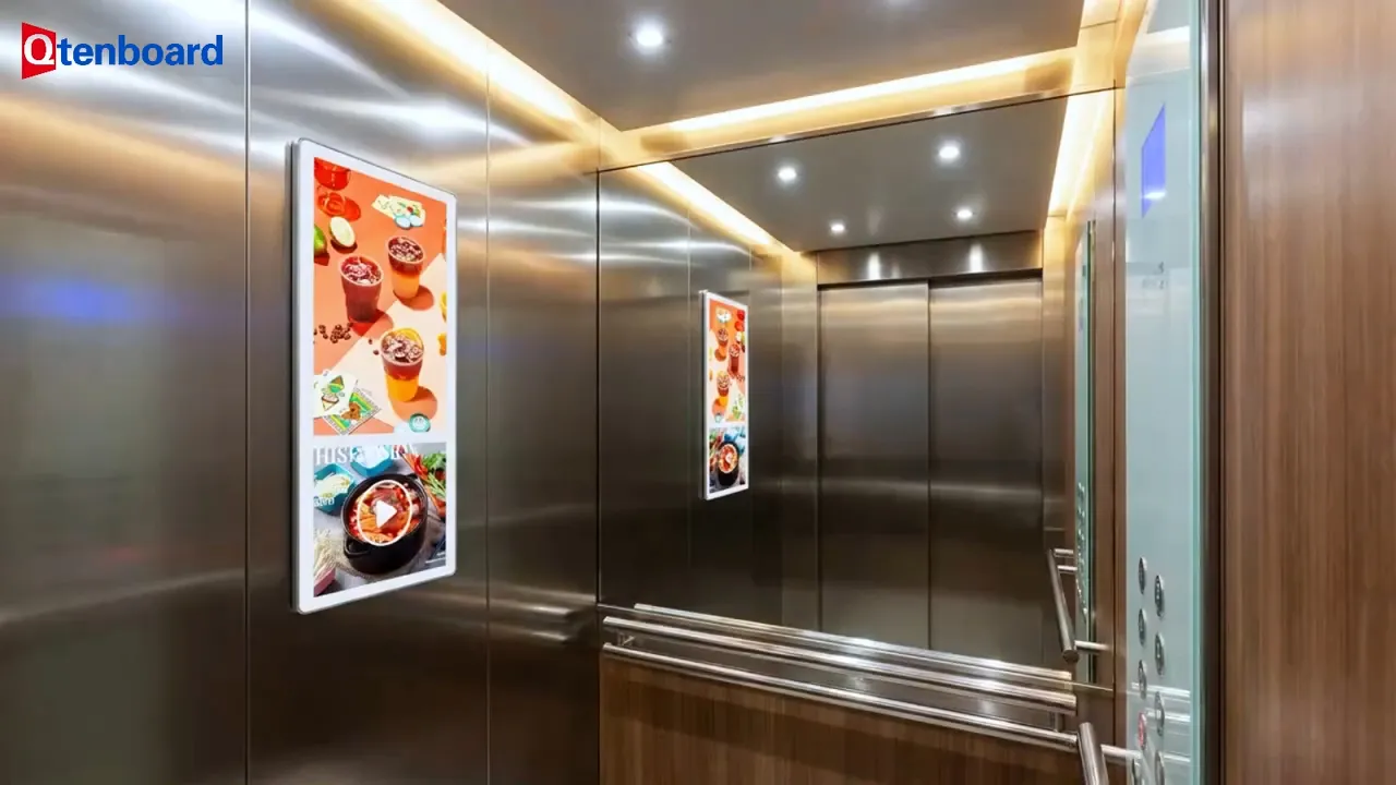 Dual Screen Elevator Digital Signage Kiosk Qtenboard