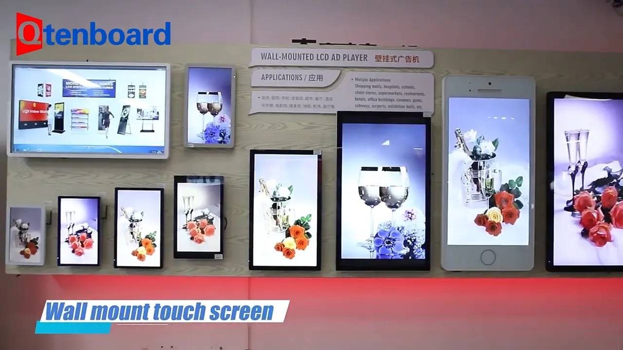 Qtenboard Wall Mount Digital Signage | 10-Point Touch Screen Advertising Display