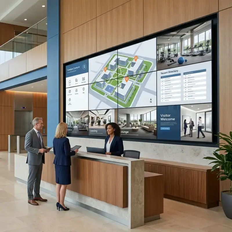 LCD Video Wall Solutions for Business Parks & Office Lobbies | Qtenboard