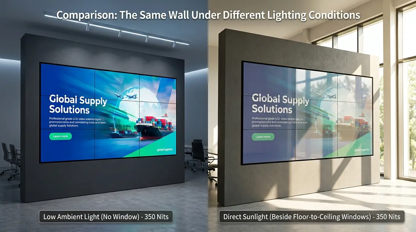 lcd video wall display brightness comparison